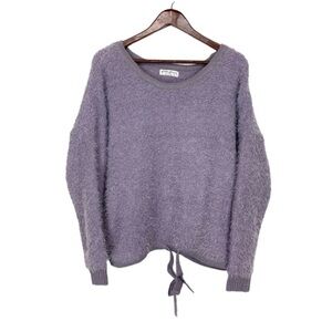 Made With Love FCT Wisteria Purple Soft Eyelash Drawstring Waist Fitted Sweater